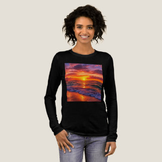 woman t shirt sun set design