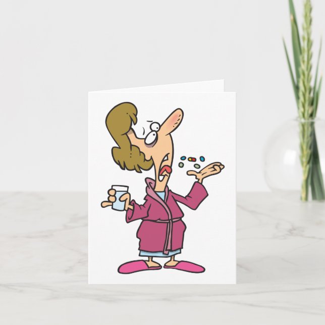 Woman Taking Pills Card (Front)