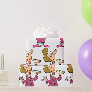 Woman Taking Pills Wrapping Paper