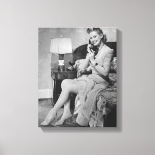 Woman Talking on Phone Canvas Print