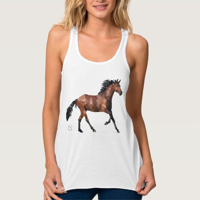 woman tank top - deconstructed design - horse (Front)