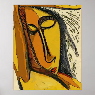 Woman Tellow Face Abstract Poster