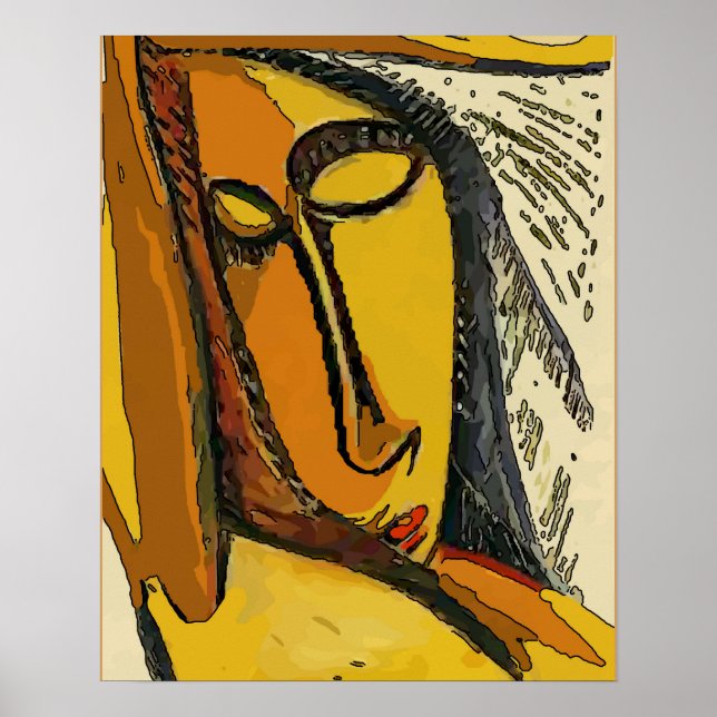 Woman Tellow Face Abstract Poster (Front)