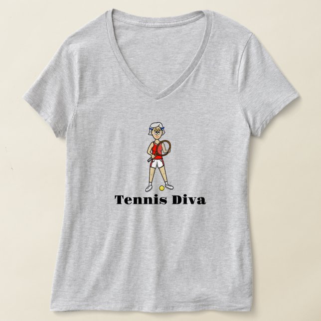 Woman Tennis Diva T-shirt - Grey Hair (Laydown)