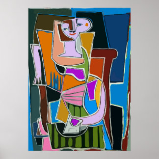 Woman Texting Abstract Poster