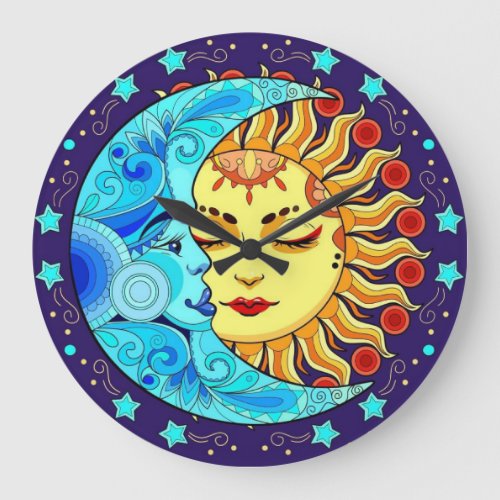 Woman The Sun and Moon Large Clock