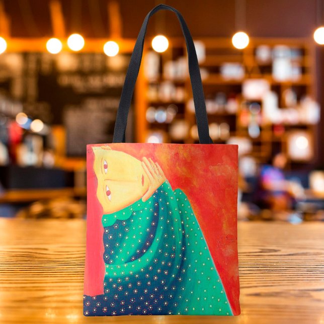 Woman Thinking Contemporary Fine Art Painting Tote Bag (Creator Uploaded)