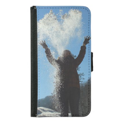 Woman throwing snow wallet phone case for samsung galaxy s5