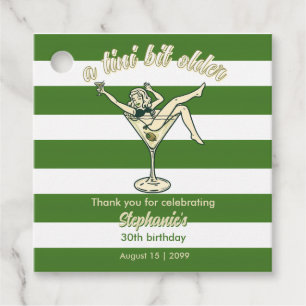 Woman Tini Bit Older Martini Retro 30th Birthday Favor Tags