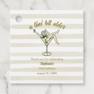 Woman Tini Bit Older Martini Retro 30th Birthday Favor Tags