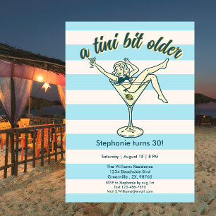 Woman Tini Bit Older Martini Retro 30th Birthday Invitation