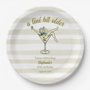 Woman Tini Bit Older Martini Retro 30th Birthday Paper Plates