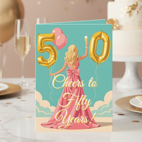 Woman Toasting with Champagne 50th Birthday