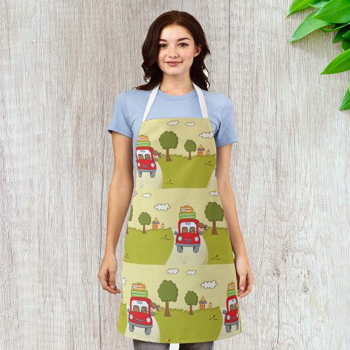 Woman Travelling By Car Apron