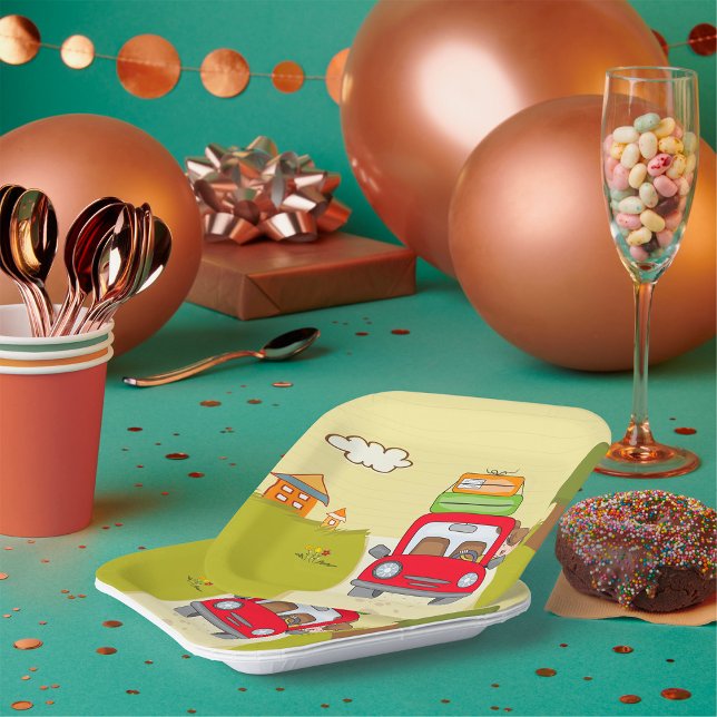 Woman Travelling By Car Paper Plates (Creator Uploaded)