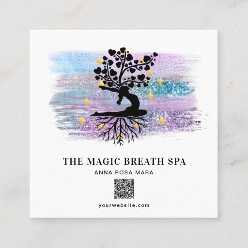 Customizable ** Woman Tree of Life Yoga Meditation Reiki  Square Business Card