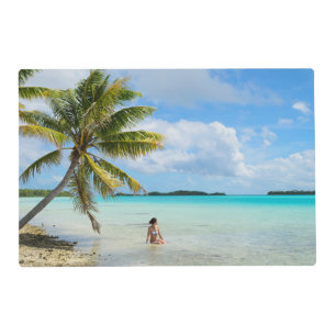 Woman under a palm tree in the Pacific placemat