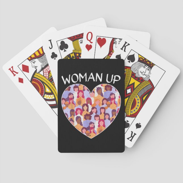 Woman Up Feminist Feminism Women Empowerment Gende Poker Cards (Back)