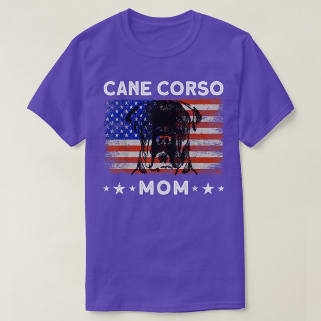 Woman USA Cane Corso Mom Dog American Flag  T-Shirt (Design Front)