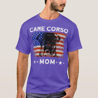 Woman USA Cane Corso Mom Dog American Flag  T-Shirt