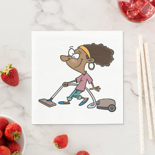 Woman Vaccuming Napkins