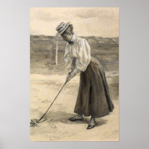 Woman Vintage Golf Fashion, 1890s Poster