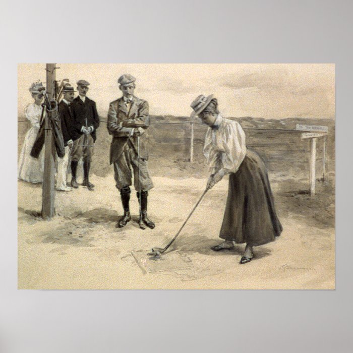 Woman Vintage Golf Fashion, 1890s Print