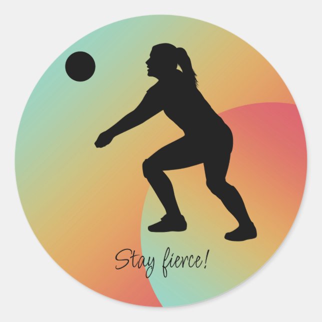 Woman Volleyball Player Beach Volleyball Classic Round Sticker (Front)