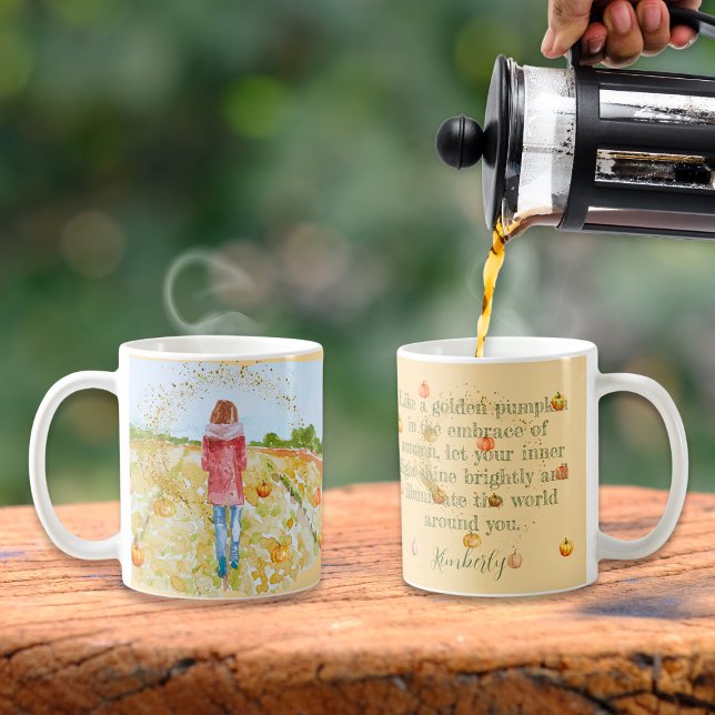 Woman Walking A Pumpkin Patch Inspirational  Coffee Mug (Creator Uploaded)