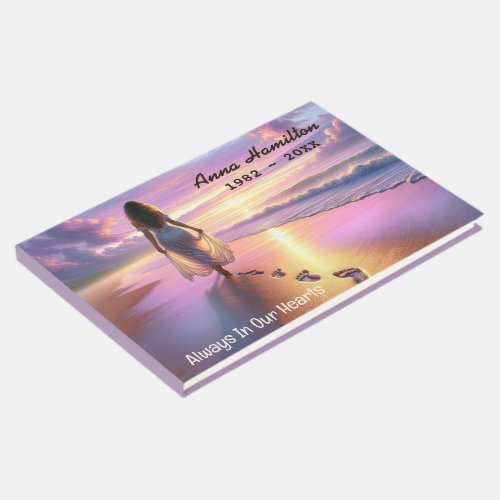 Woman Walking A Sunset Beach  Guest Book