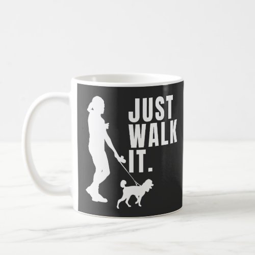Woman Walking Dog On Leash Outside Dog Walk Coffee Mug