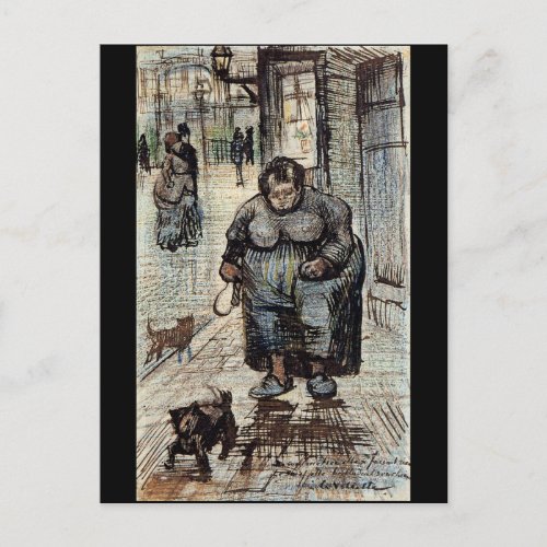 Woman Walking Her Dog by Vincent Van Gogh Postcard