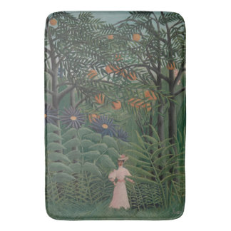 Woman Walking in an Exotic Forest, Henri Rousseau Bath Mat