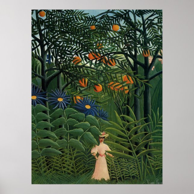 'Woman Walking in an Exotic Forest' Poster (Front)