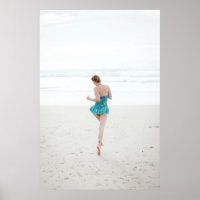 Woman walking on shore near beach