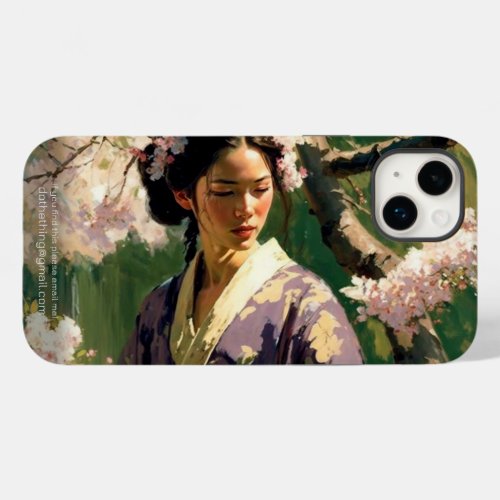 Woman Walking Under Cherry Trees on a Sunny Day Case_Mate iPhone 14 Plus Case