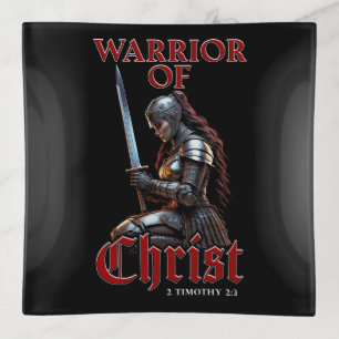 Woman Warrior of Christ 2 Timothy 2:3 Christian  Trinket Tray