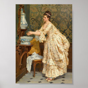 Woman Washing Hands, Vintage Portrait Poster