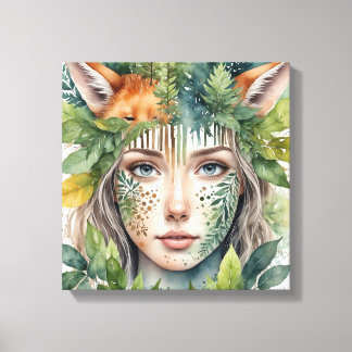 Woman Watercolor Face Painting Canvas Print