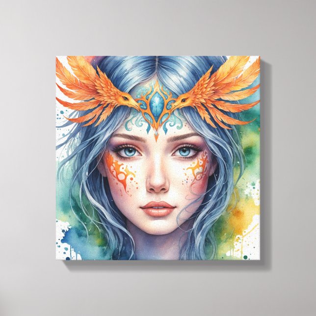 Woman Watercolor Face Painting Canvas Print (Front)
