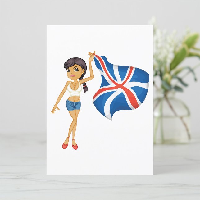 Woman Waving A Union Jack Flag Invitation (Creator Uploaded)