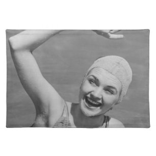 Woman Waving Cloth Placemat