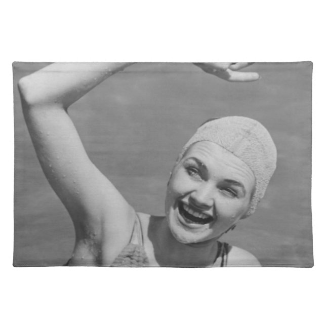 Woman Waving Cloth Placemat (Front)