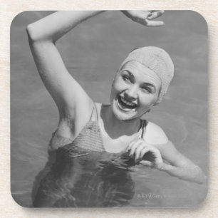 Woman Waving Drink Coaster