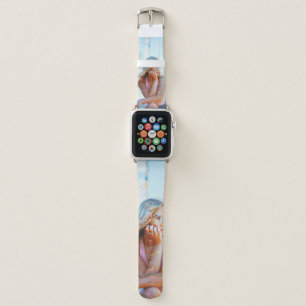 Woman waving her hair by the wind apple watch band