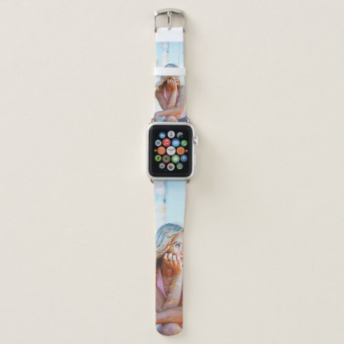 Woman waving her hair by the wind apple watch band