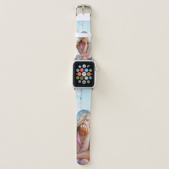 Woman waving her hair by the wind apple watch band (Front)
