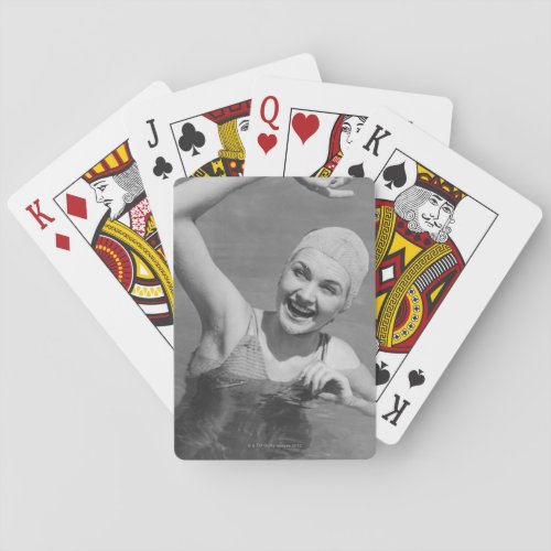 Woman Waving Poker Cards