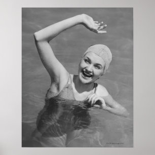 Woman Waving Poster