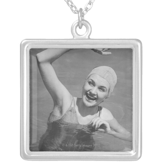 Woman Waving Silver Plated Necklace (Front)